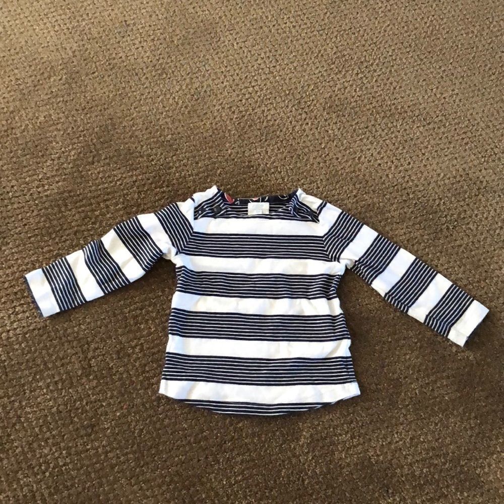 Jacadi Girls Black/White Striped Long Sleeve Shirt